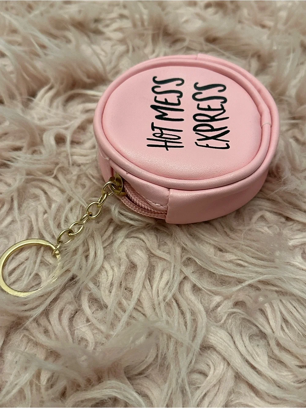 Hot Mess Express Pink Keychain Coin Pouch